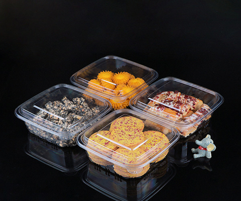 500ml Clear Square Plastic Pastry Contanier Cookies Cakes Packing With Lid