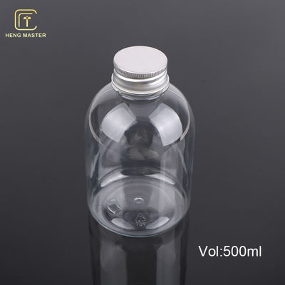 Disposable Clear 500ml Plastic Juice Bottles With Aluminum Lids