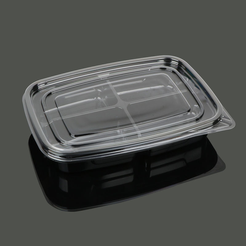 4 Compartment 24.5*17.5*4cm Black Disposable Food Containers
