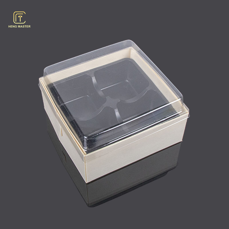 4 Compartment 13*13*6.5cm Plastic Pastry Packaging