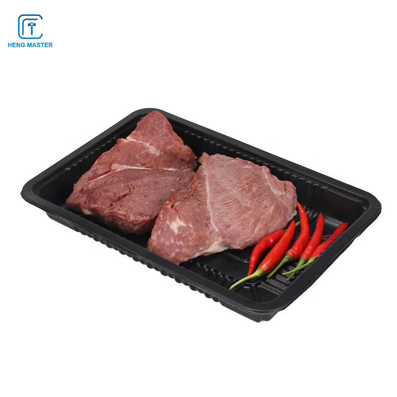 Black Eco Friendly Supermarket 15*23*4.5cm Plastic Meat Tray