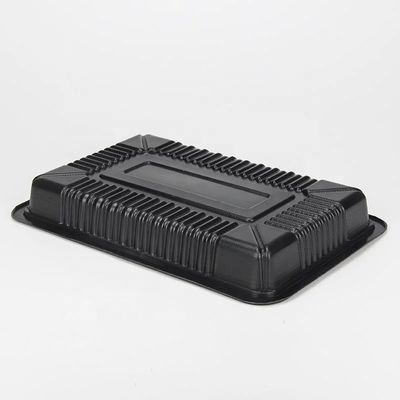 Black Eco Friendly Supermarket 15*23*4.5cm Plastic Meat Tray