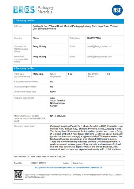 China Zhejiang Hengjiang Plastic Co., Ltd. Certification